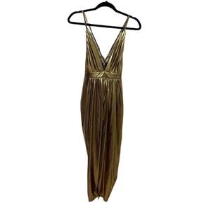 Fate Metallic Gold Cocktail Party Dress Womens Size Small NEW Glam